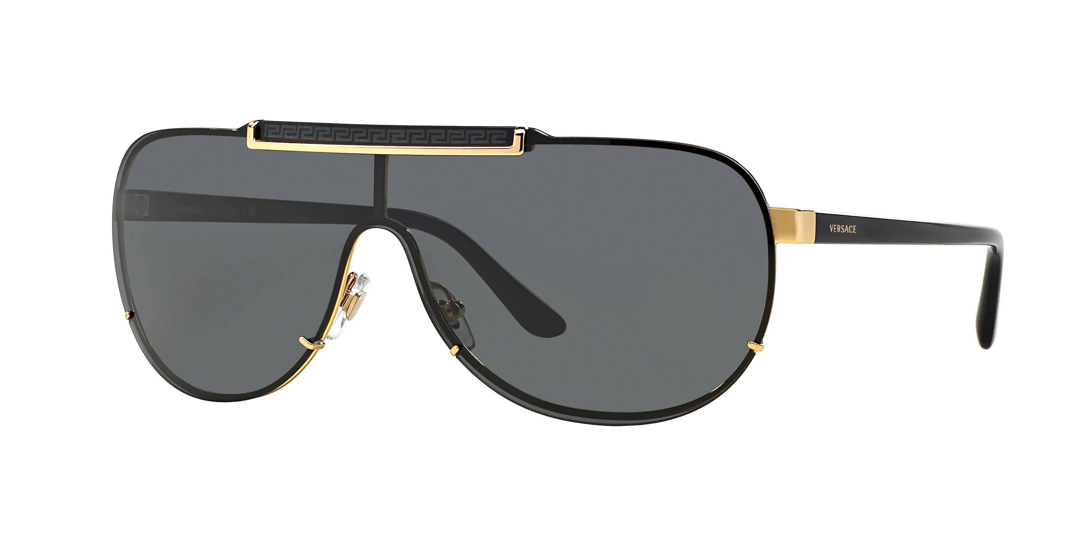 Versace Herren VE2140 100287 Sonnenbrillen Metall Gold Grau Pilot Normal-image